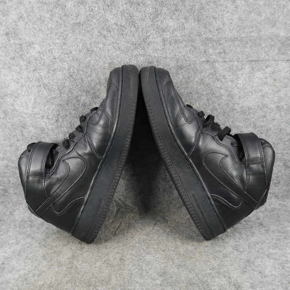 Nike Shoes Mens 8 Air Force 1 Mid Black Sneakers Leather Logo Basketball Casual